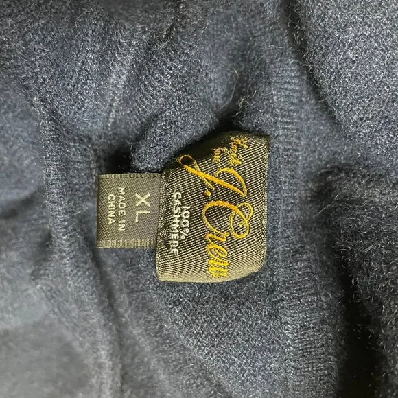 J CREW Midweight 100% Cashmere Navy Blue Hoodie Pullover Sweater Unisex - Picture 9 of 11